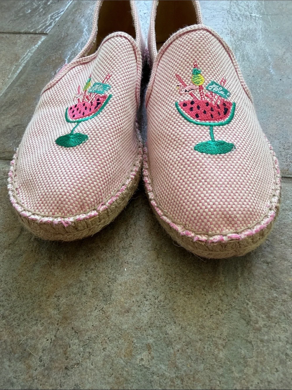 Talbots Izzy Watermelon Cocktail Embroidered Espadrille Flats